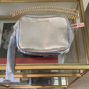 NWT  Victoria Secret Silver Snake Crossbody bag with Gold Chain